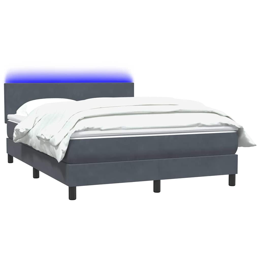 Boxspringbett Mit Matratze & Led Samt Dunkelgrau