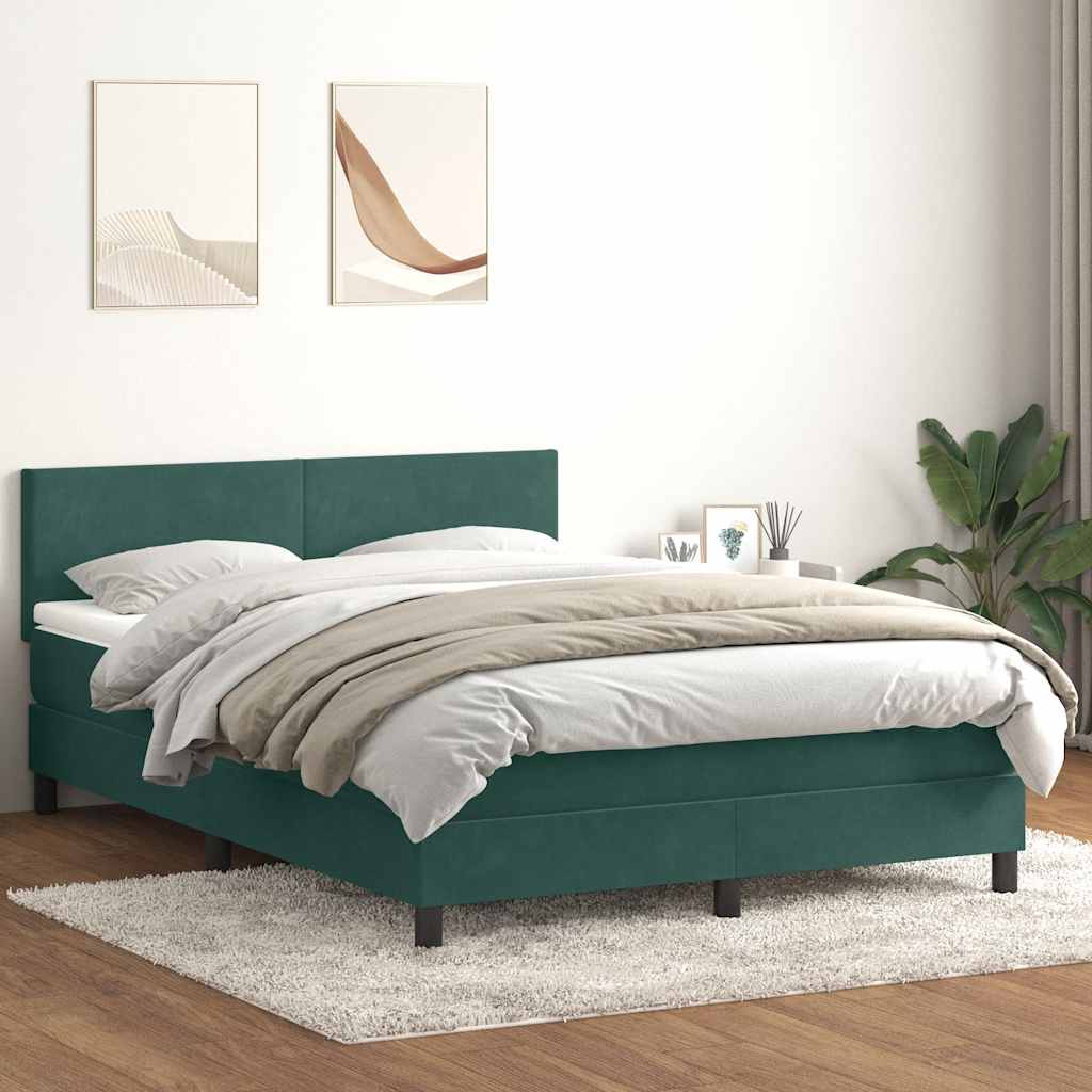 Boxspringbett Mit Matratze & Led Samt Dunkelgrün