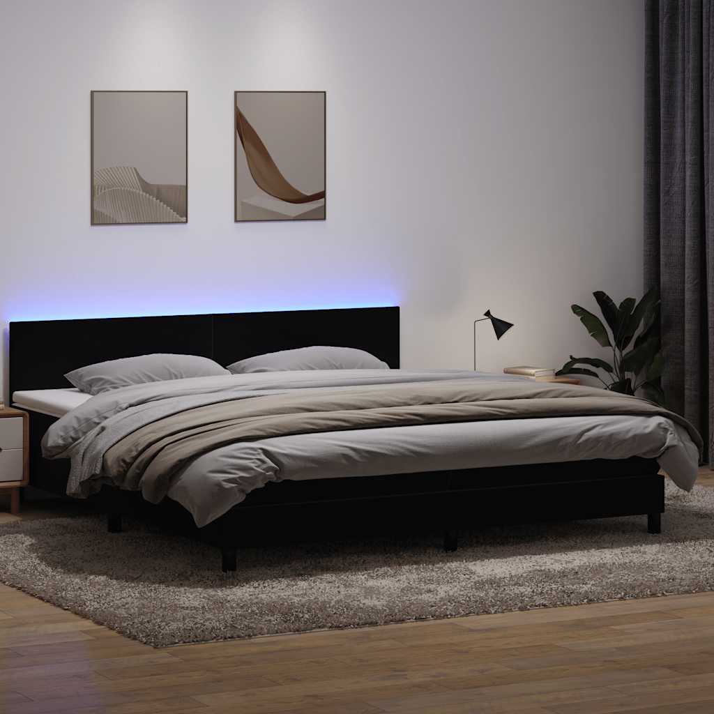 Boxspringbett Mit Matratze & Led Samt Schwarz