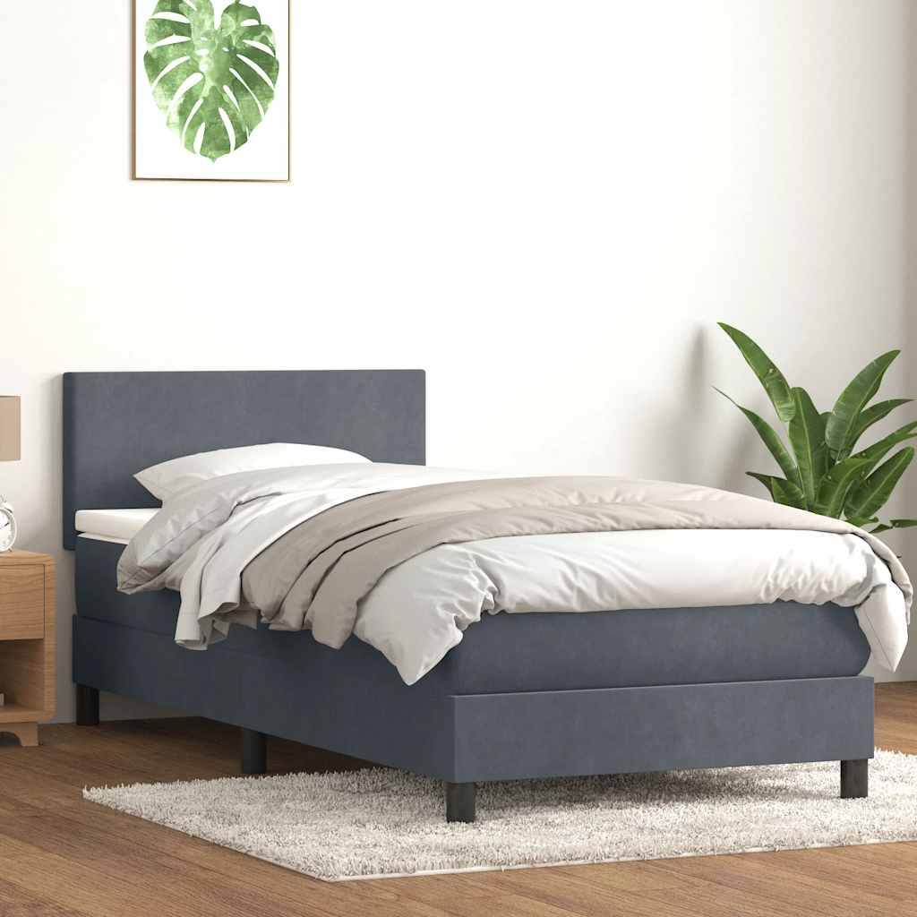 Boxspringbett Mit Matratze & Led Samt Dunkelgrau