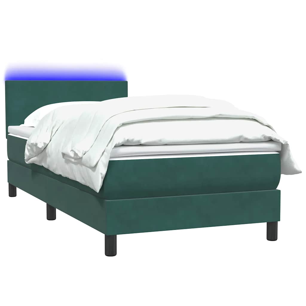 Boxspringbett Mit Matratze & Led Samt Dunkelgrün