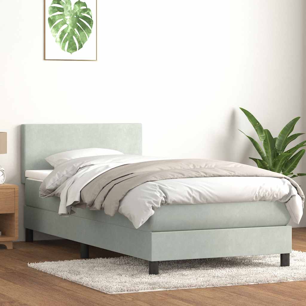 Boxspringbett Mit Matratze & Led Samt Hellgrau