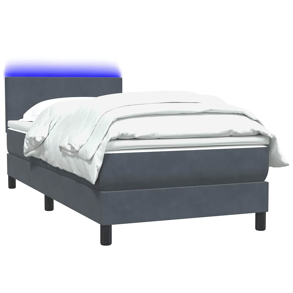 Boxspringbett Mit Matratze & Led Samt Dunkelgrau