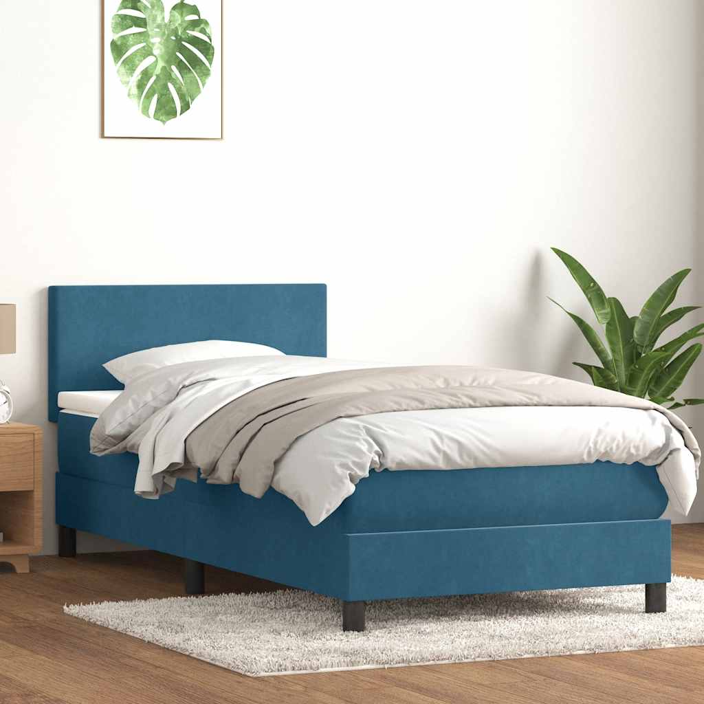Boxspringbett Mit Matratze & Led Samt Dunkelblau