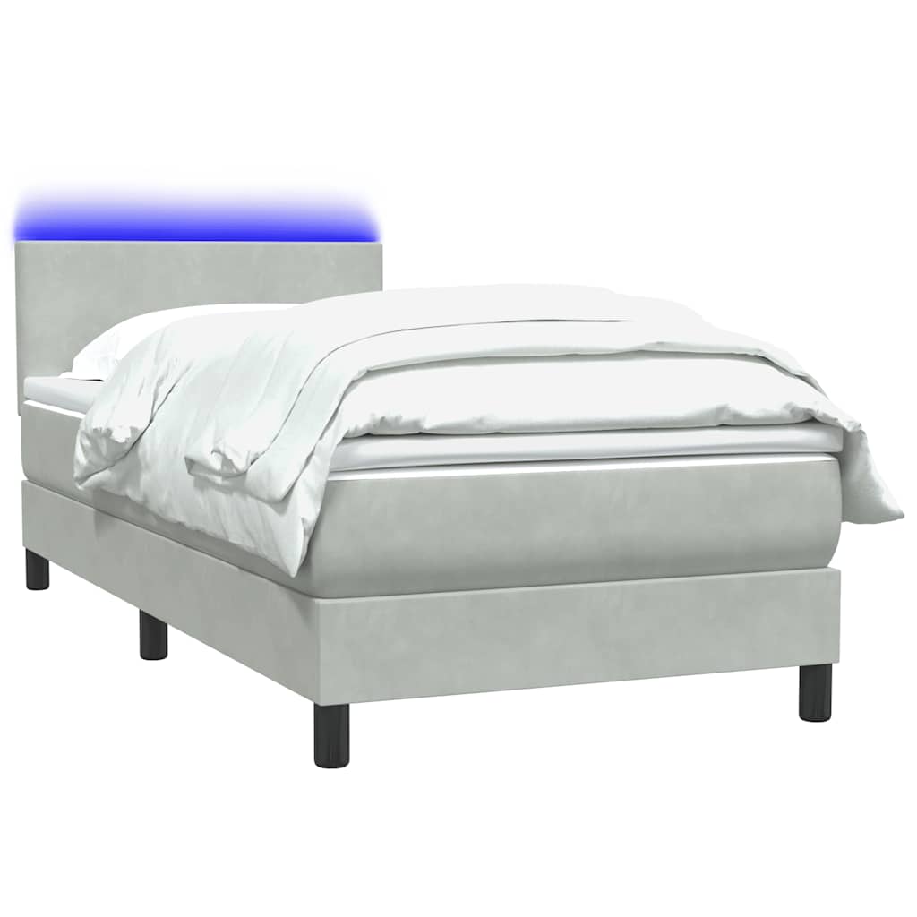 Boxspringbett Mit Matratze & Led Samt Hellgrau