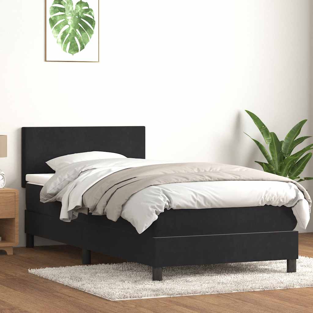 Boxspringbett Mit Matratze & Led Samt Schwarz