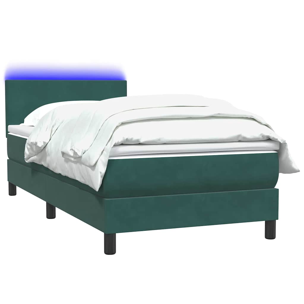 Boxspringbett Mit Matratze & Led Samt Dunkelgrün