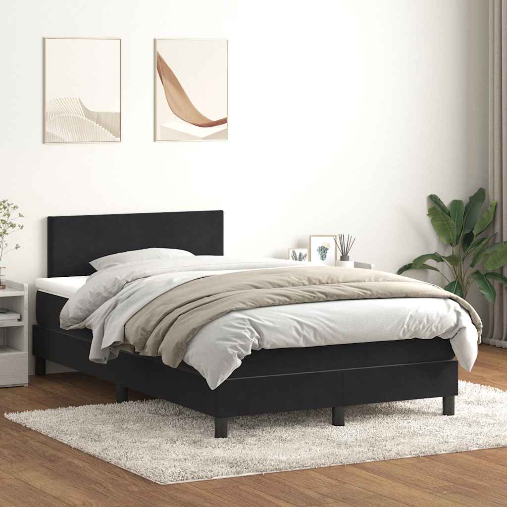 Boxspringbett Mit Matratze & Led Samt Schwarz