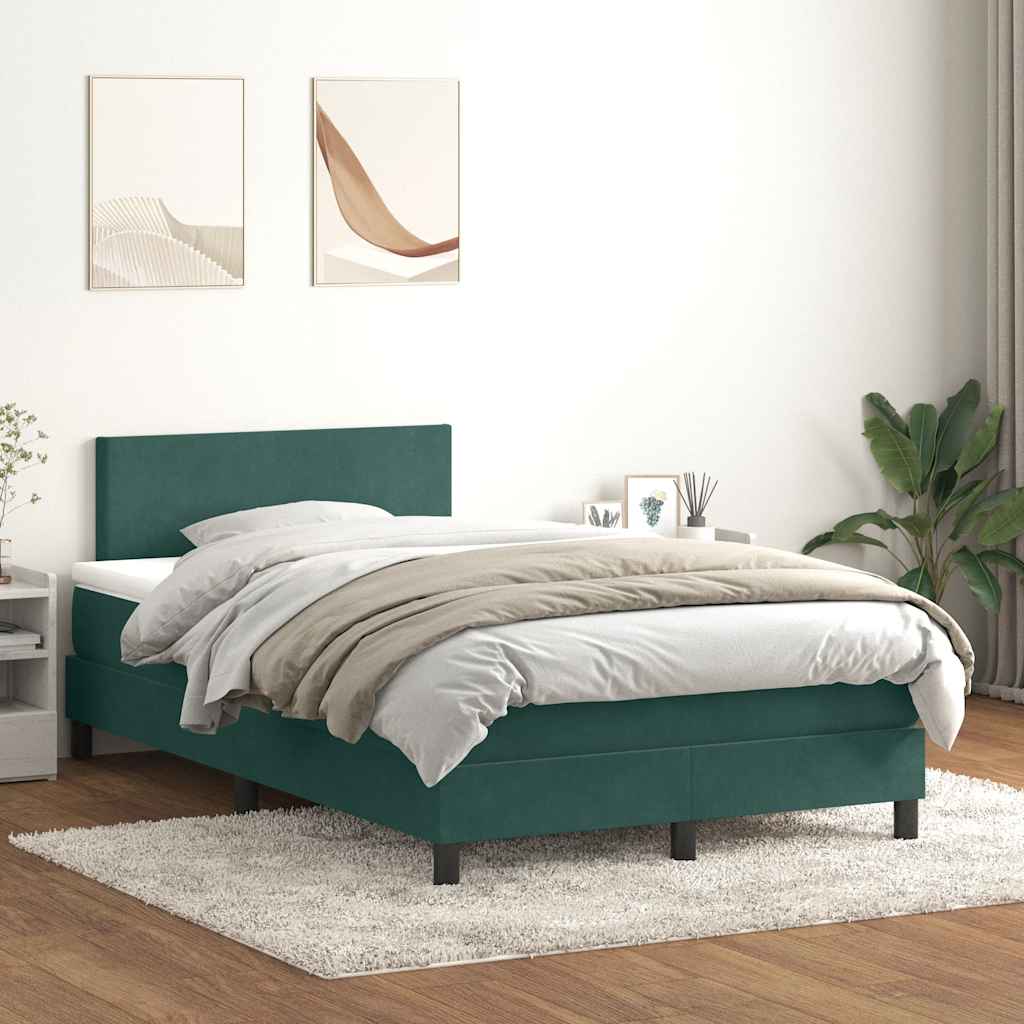 Boxspringbett Mit Matratze & Led Samt Dunkelgrün