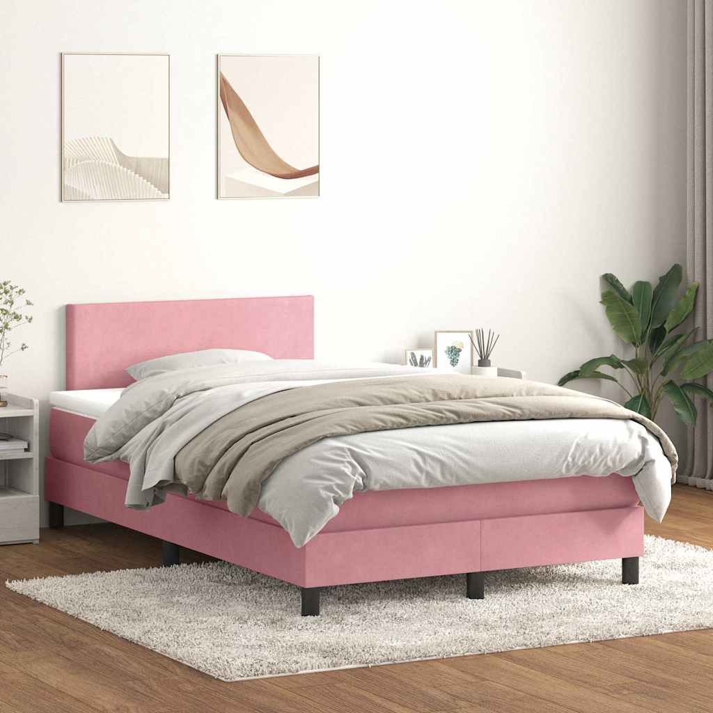 Boxspringbett Mit Matratze & Led Samt Rosa