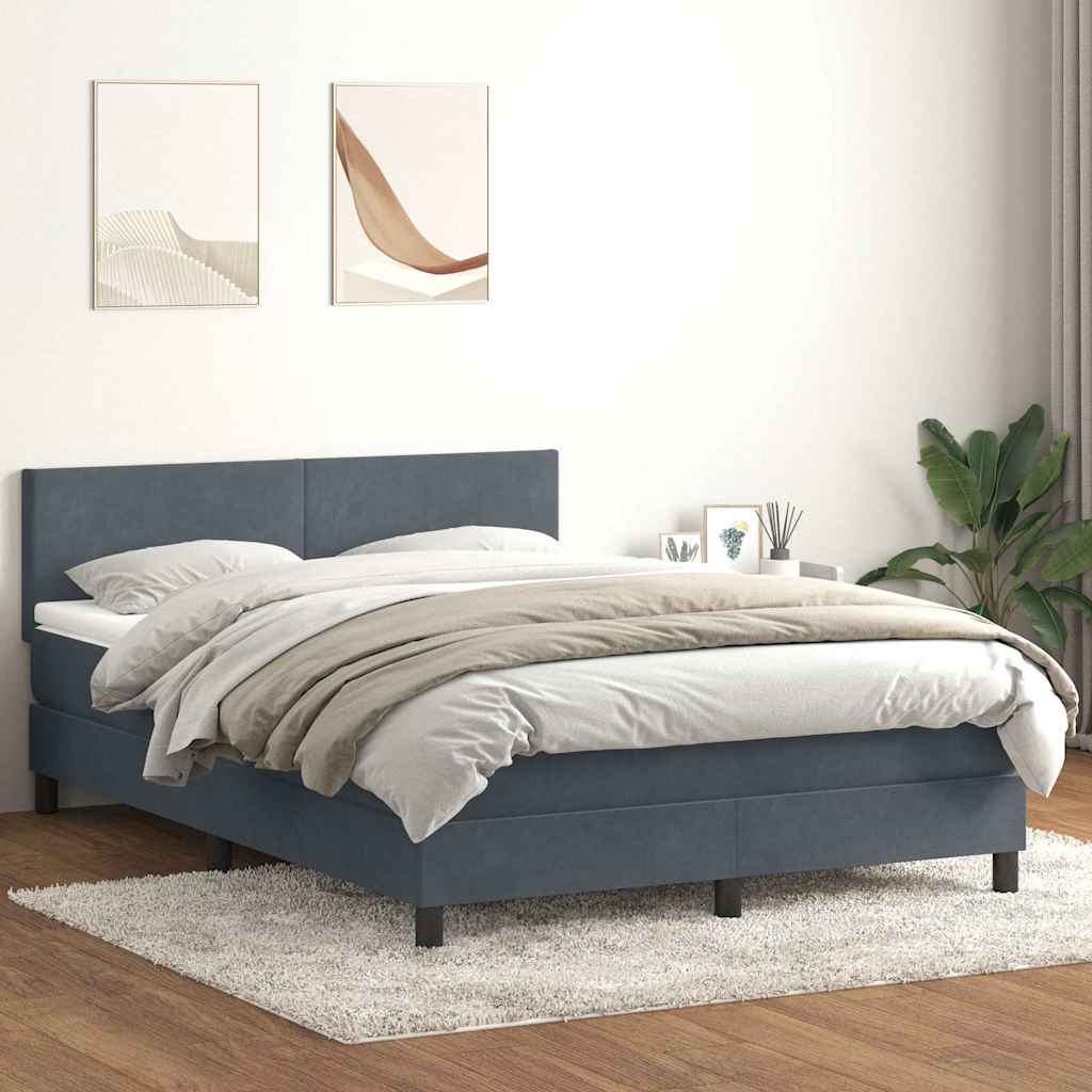 Boxspringbett Mit Matratze & Led Samt Dunkelgrau