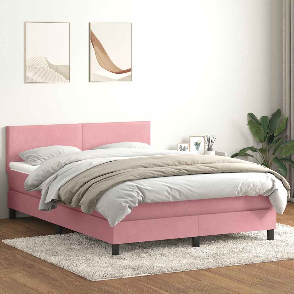 Boxspringbett Mit Matratze & Led Samt Rosa