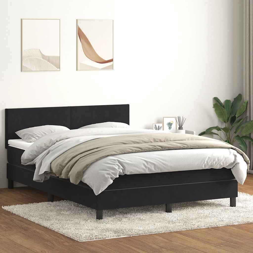Boxspringbett Mit Matratze & Led Samt Schwarz
