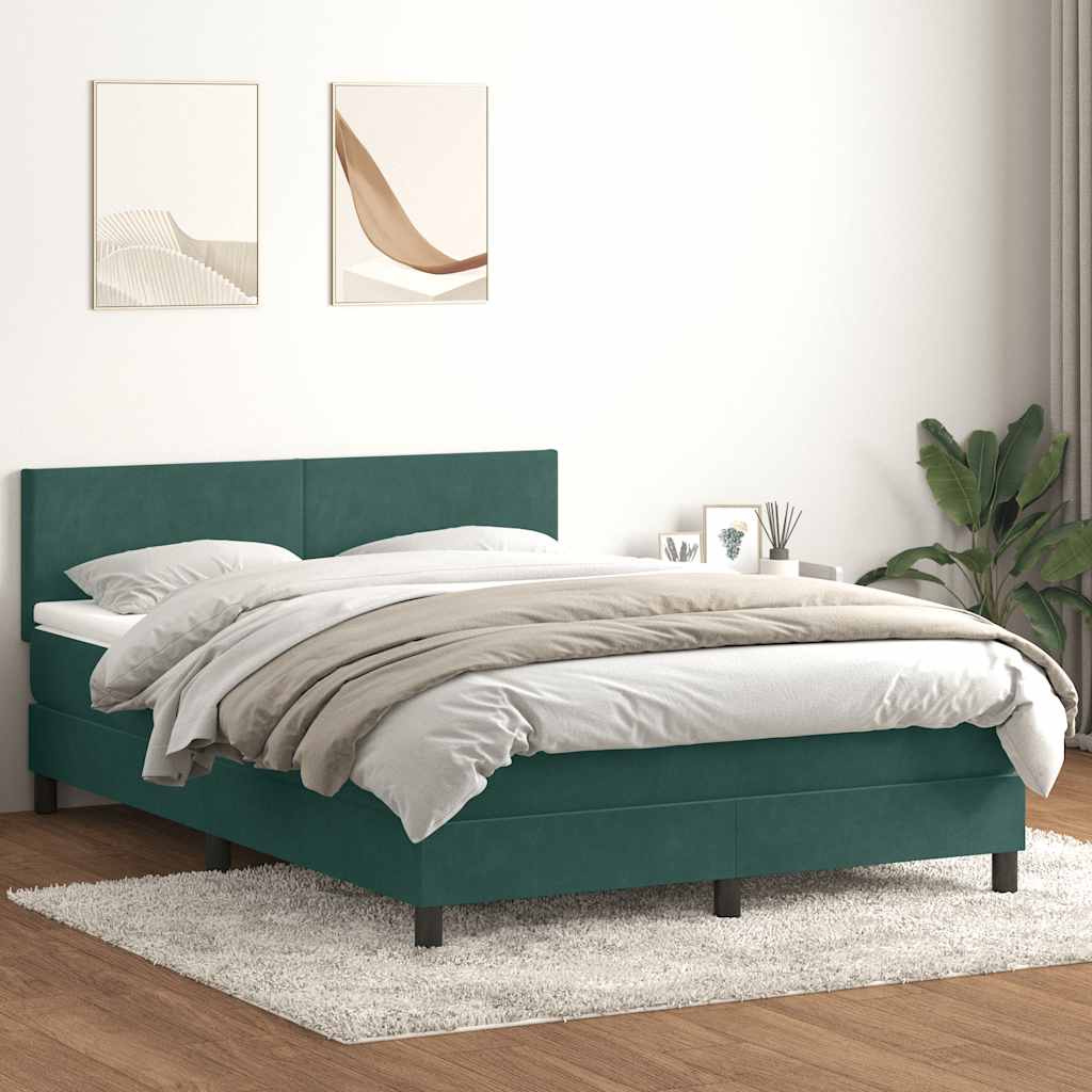 Boxspringbett Mit Matratze & Led Samt Dunkelgrün