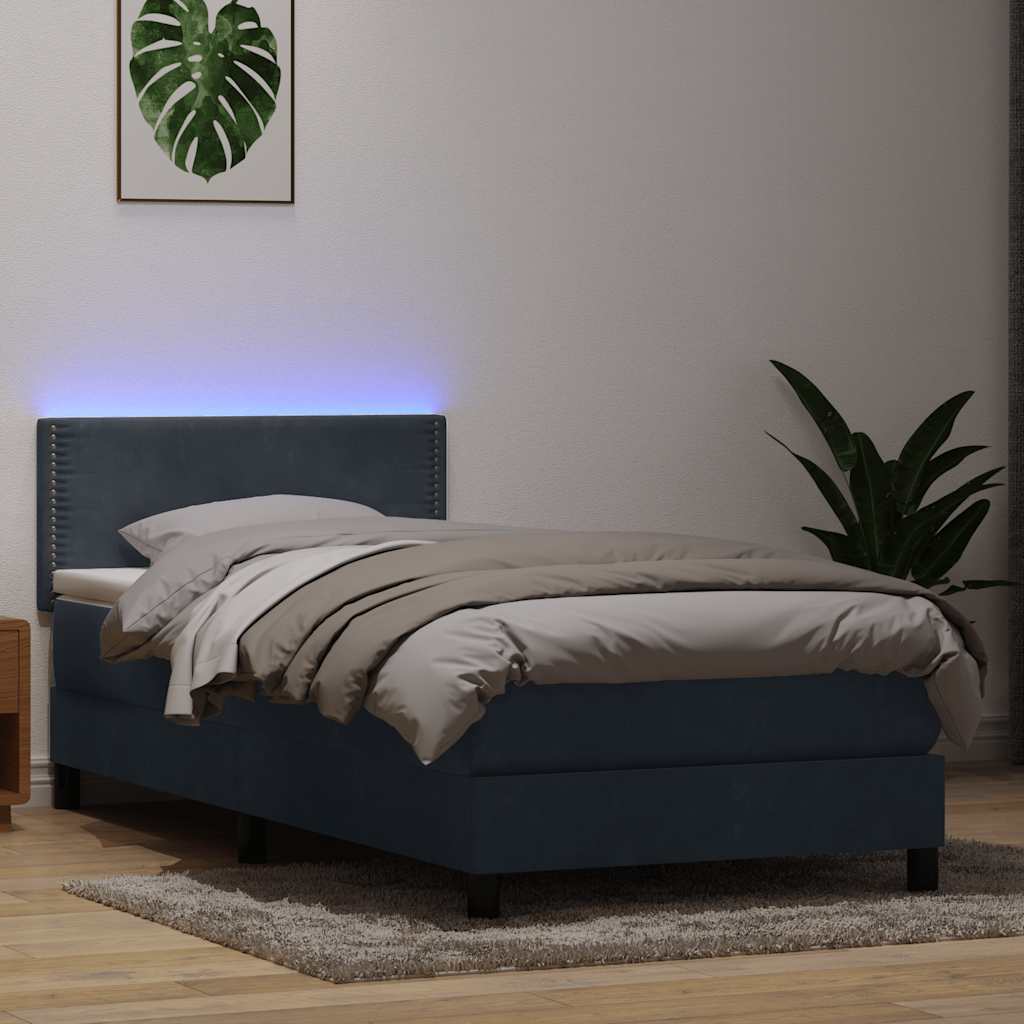 Boxspringbett Mit Matratze & Led Samt Dunkelgrau