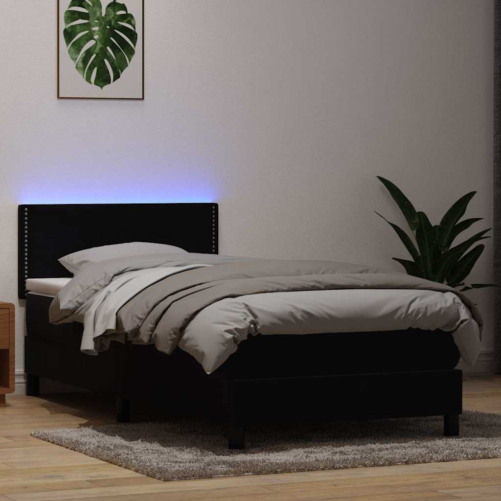 Boxspringbett Mit Matratze & Led Samt Schwarz