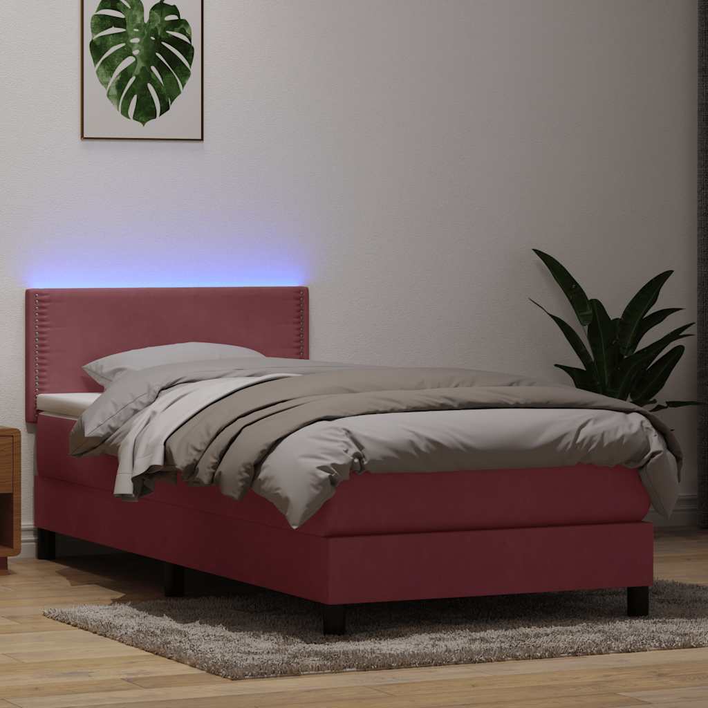 Boxspringbett Mit Matratze & Led Samt Rosa