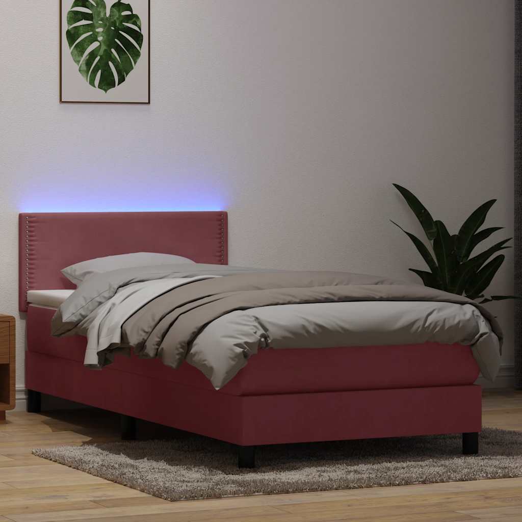 Boxspringbett Mit Matratze & Led Samt Rosa