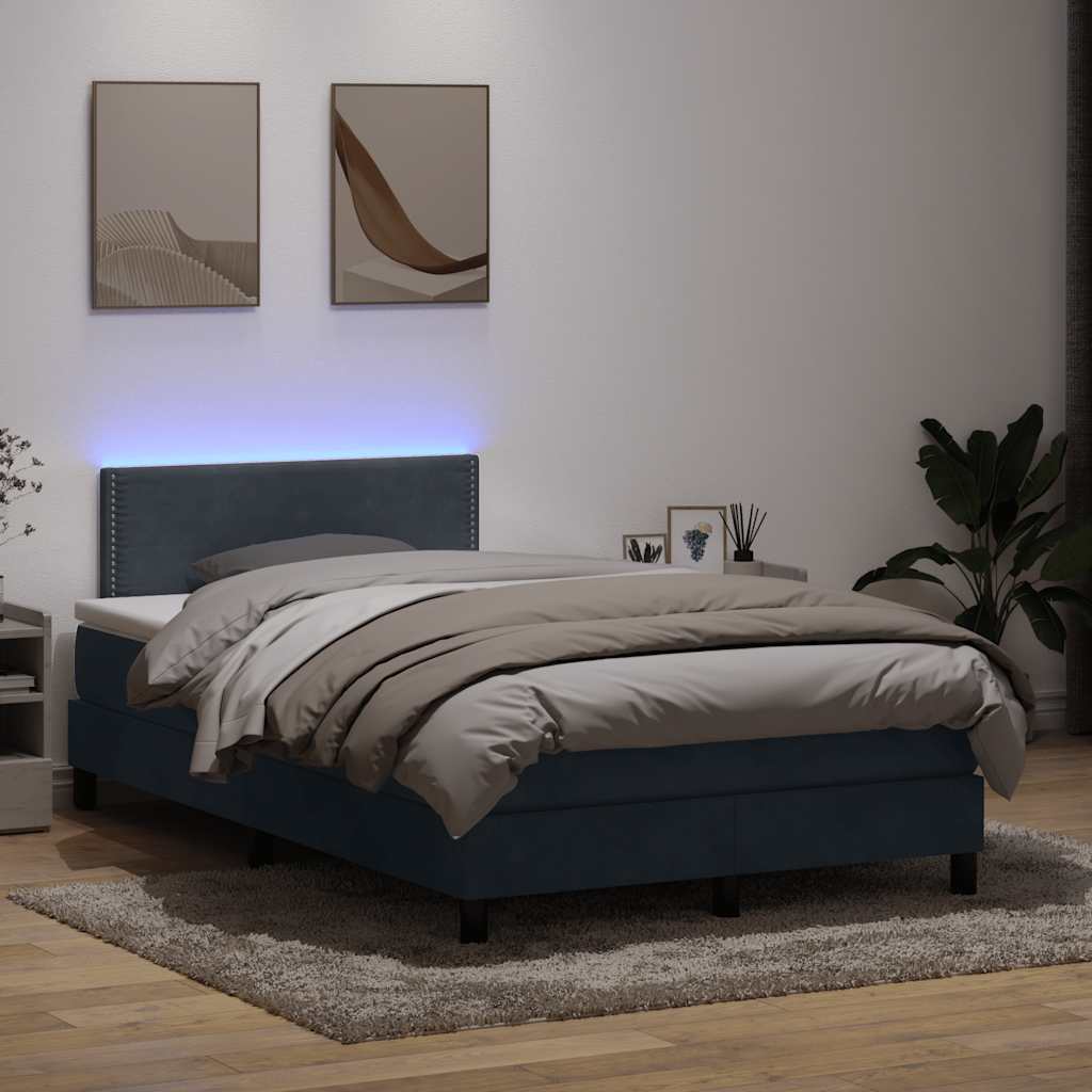 Boxspringbett Mit Matratze & Led Samt Dunkelgrau