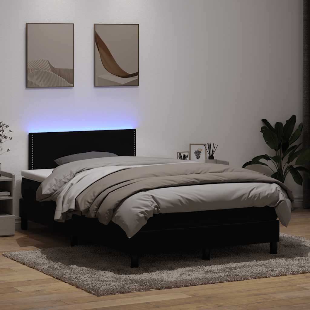 Boxspringbett Mit Matratze & Led Samt Schwarz