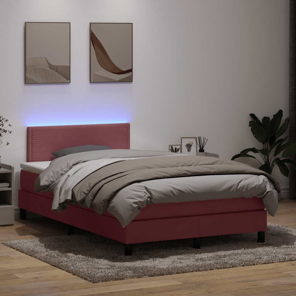 Boxspringbett Mit Matratze & Led Samt Rosa