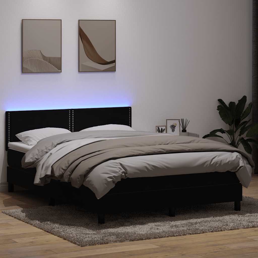 Boxspringbett Mit Matratze & Led Samt Schwarz