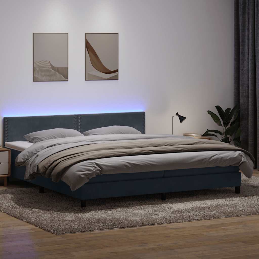 Boxspringbett Mit Matratze & Led Samt Dunkelgrau
