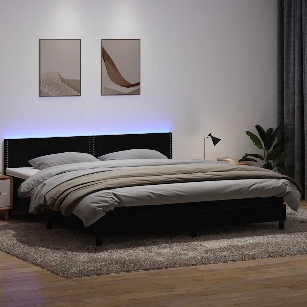 Boxspringbett Mit Matratze & Led Samt Schwarz