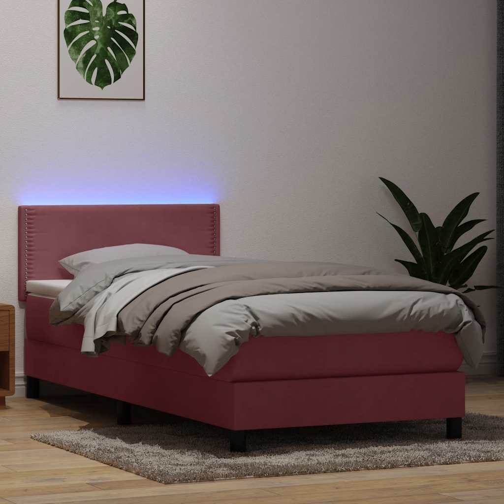Boxspringbett Mit Matratze & Led Samt Rosa