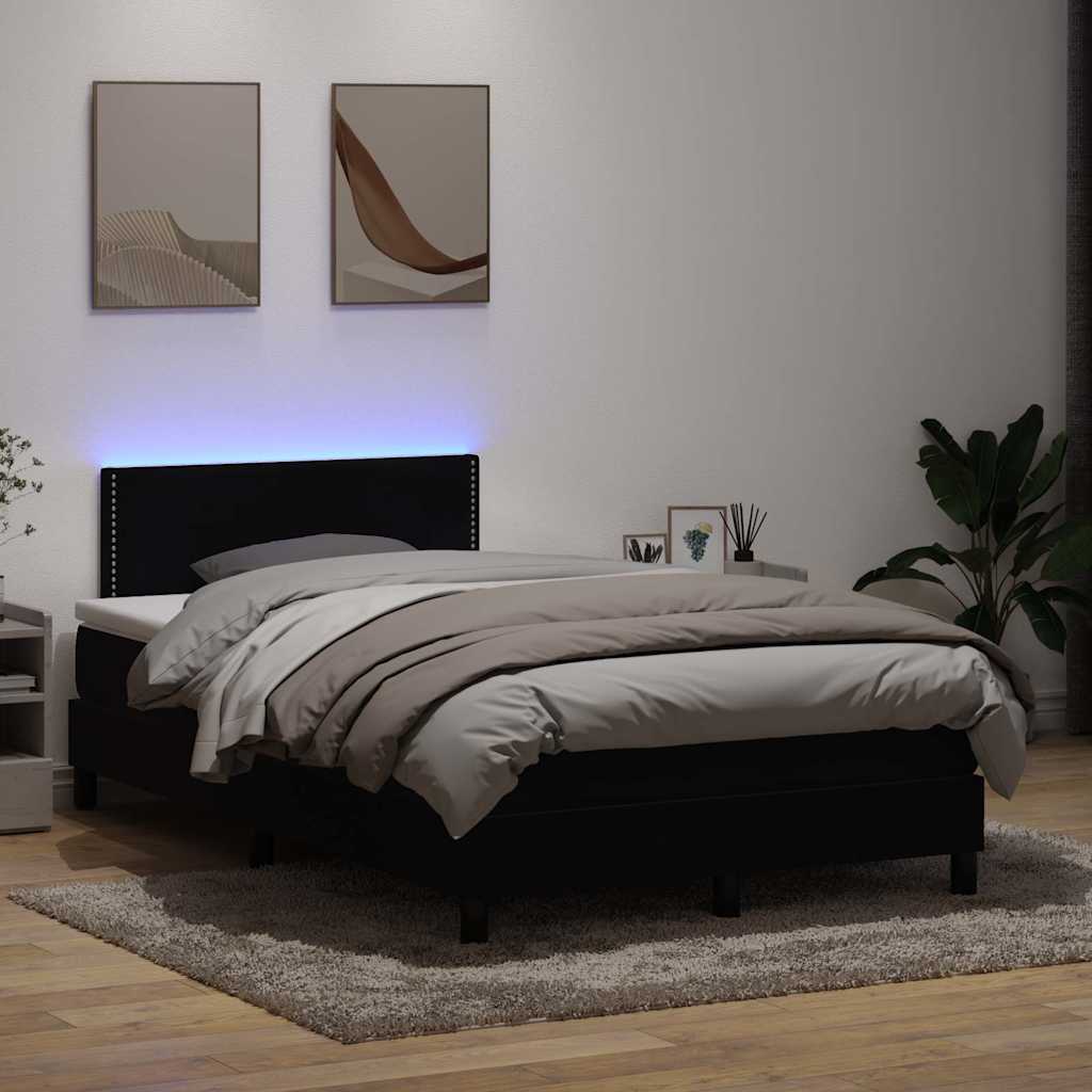 Boxspringbett Mit Matratze & Led Samt Schwarz