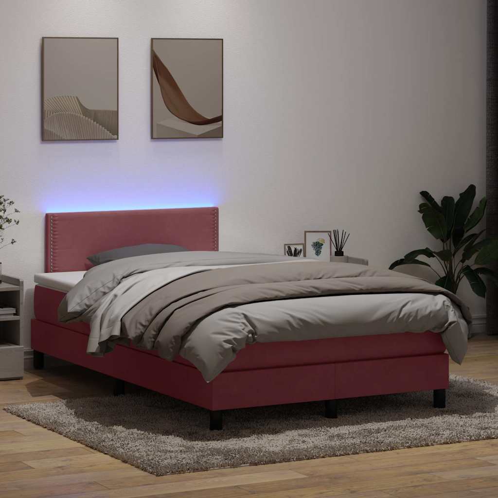 Boxspringbett Mit Matratze & Led Samt Rosa