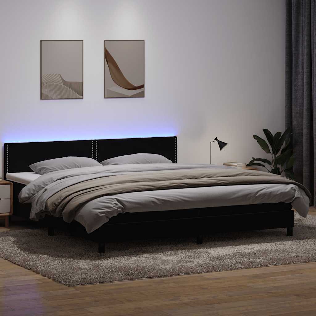 Boxspringbett Mit Matratze & Led Samt Schwarz