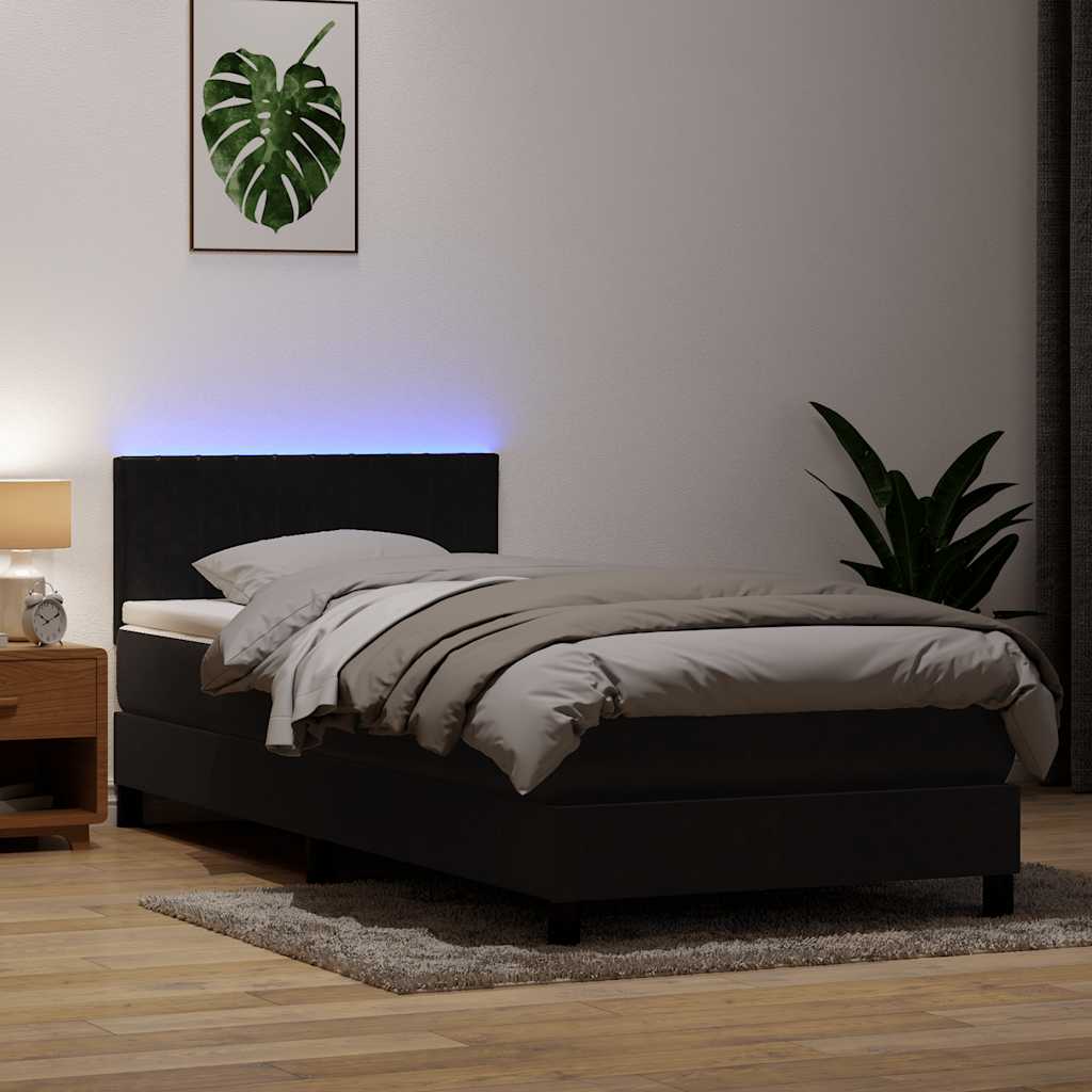 Boxspringbett Mit Matratze & Led Samt Schwarz