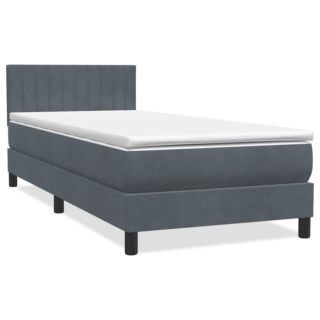Boxspringbett Mit Matratze & Led Samt Dunkelgrau