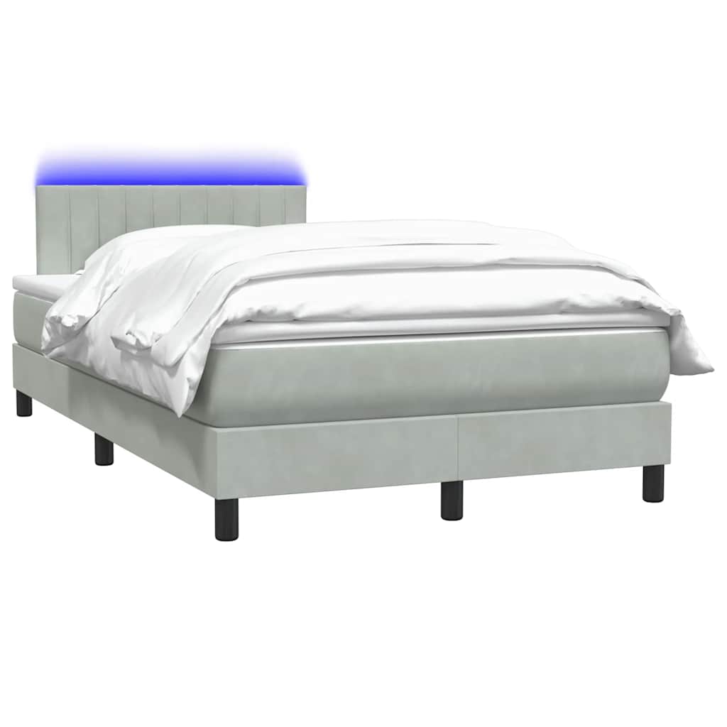 Boxspringbett Mit Matratze & Led Samt Hellgrau