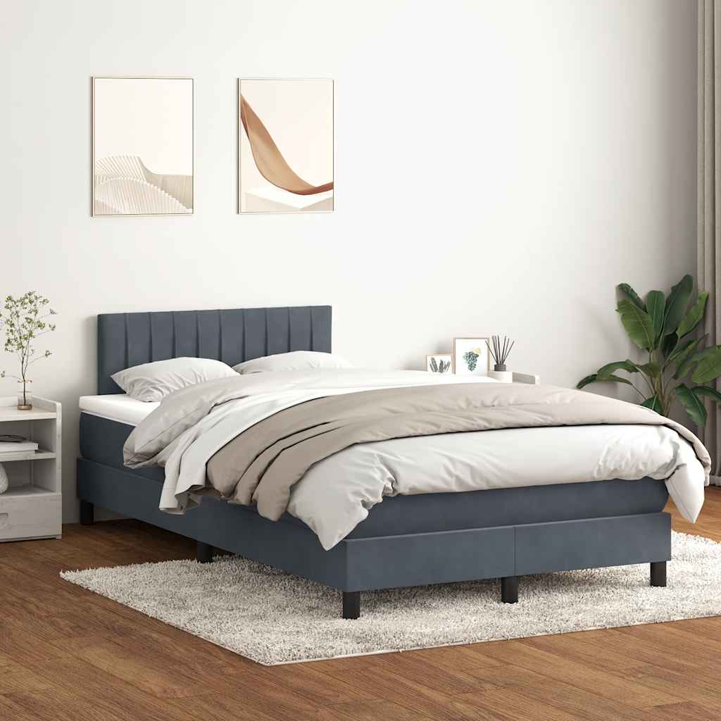 Boxspringbett Mit Matratze & Led Samt Dunkelgrau