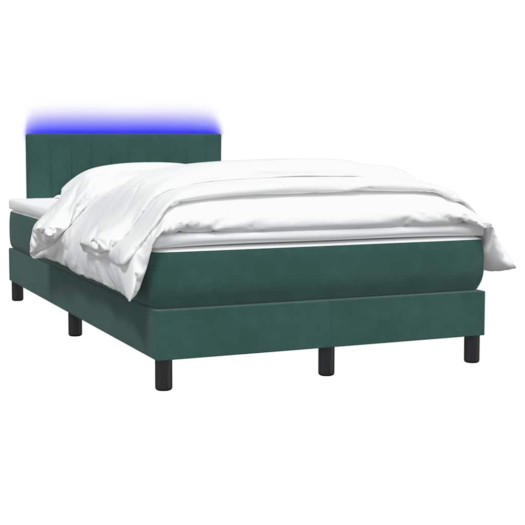 Boxspringbett Mit Matratze & Led Samt Dunkelgrün