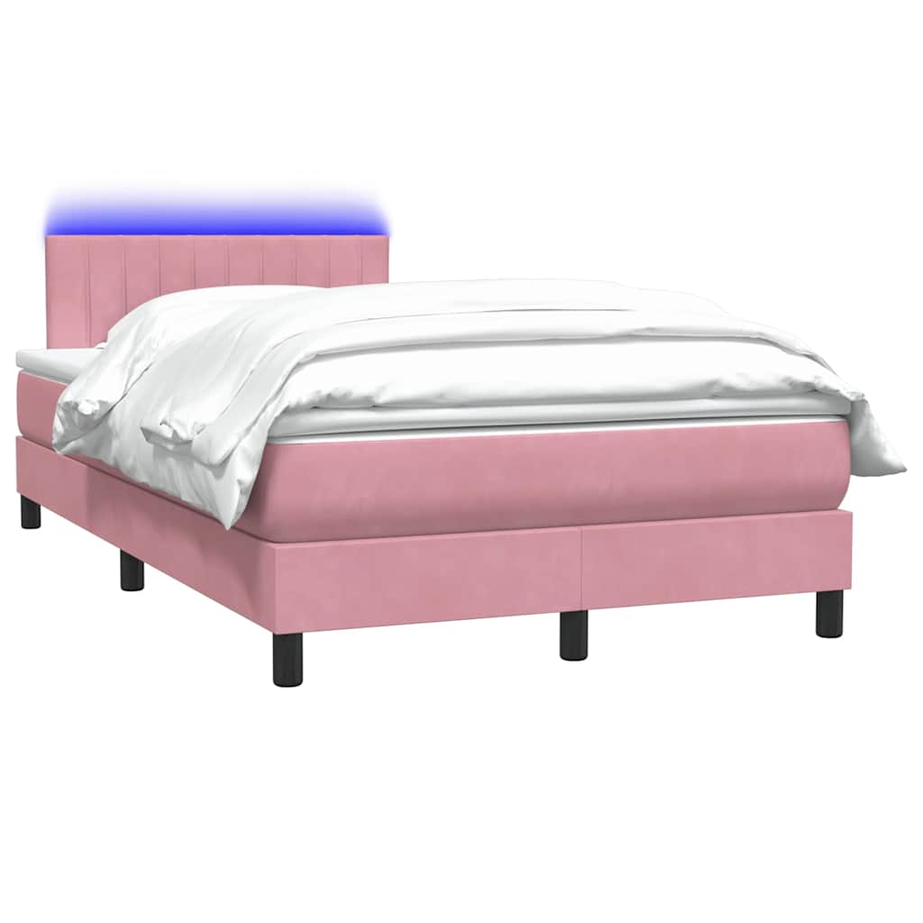 Boxspringbett Mit Matratze & Led Samt Rosa