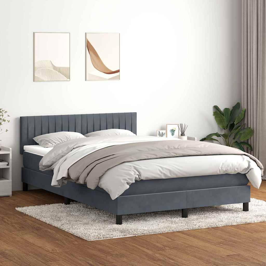 Boxspringbett Mit Matratze & Led Samt Dunkelgrau