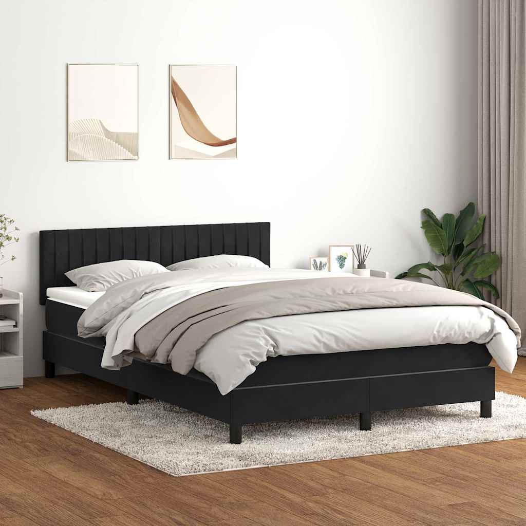 Boxspringbett Mit Matratze & Led Samt Schwarz