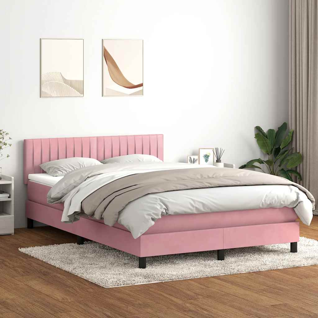 Boxspringbett Mit Matratze & Led Samt Rosa