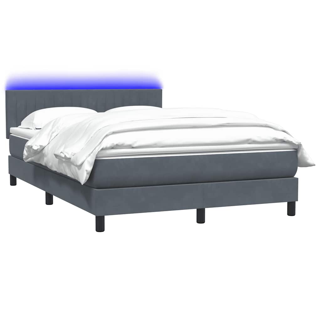 Boxspringbett Mit Matratze & Led Samt Dunkelgrau