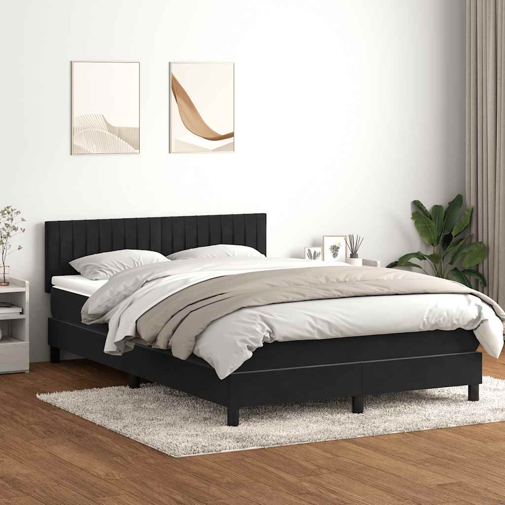 Boxspringbett Mit Matratze & Led Samt Schwarz