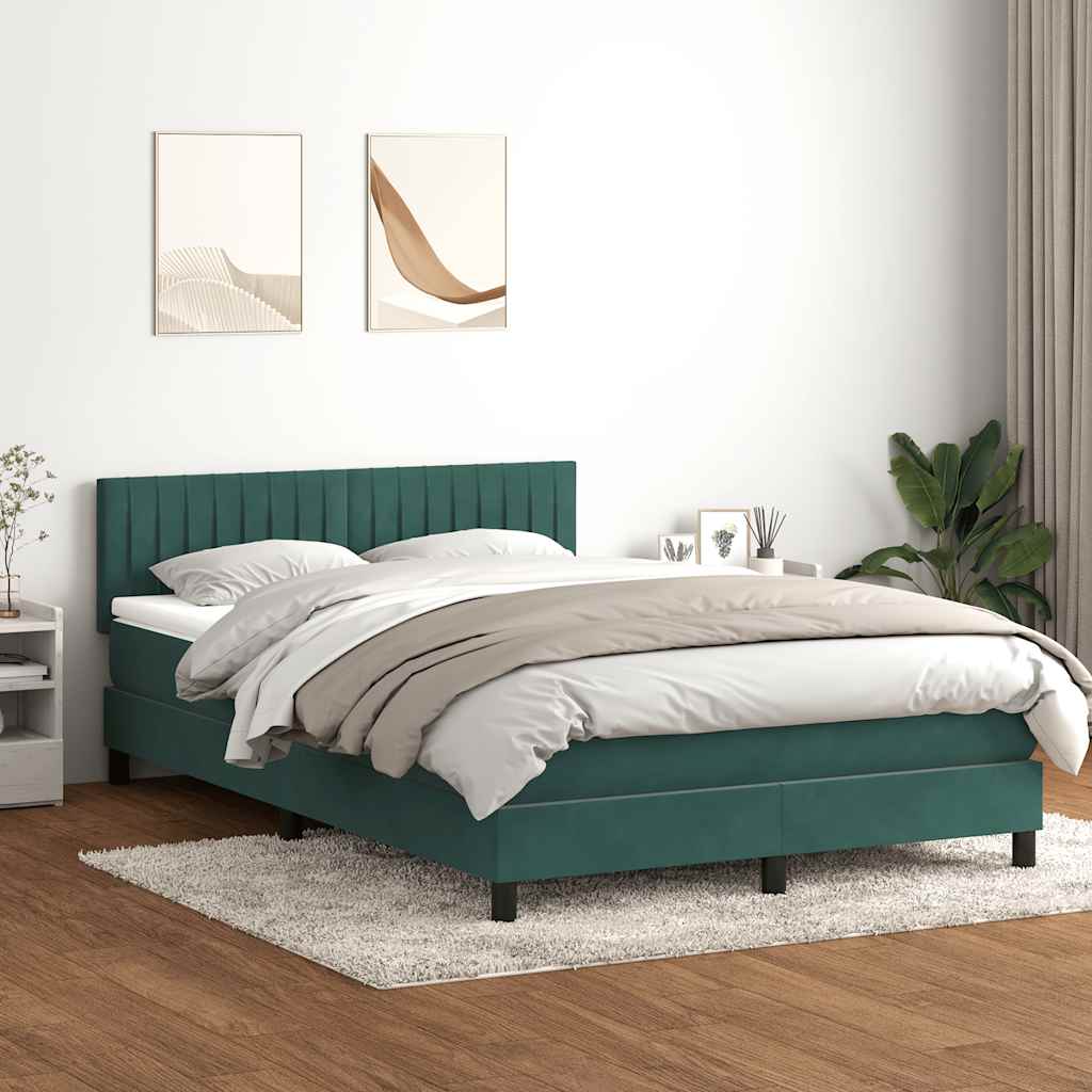 Boxspringbett Mit Matratze & Led Samt Dunkelgrün