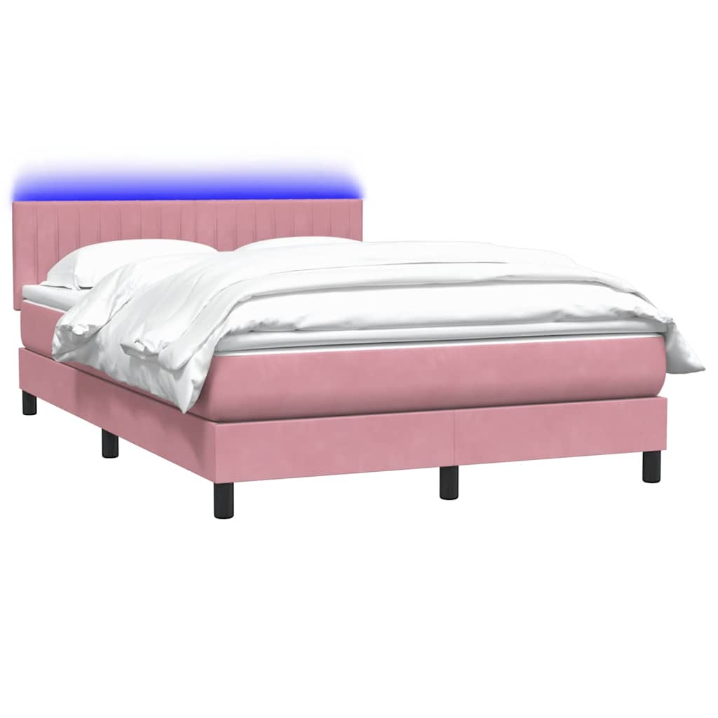 Boxspringbett Mit Matratze & Led Samt Rosa