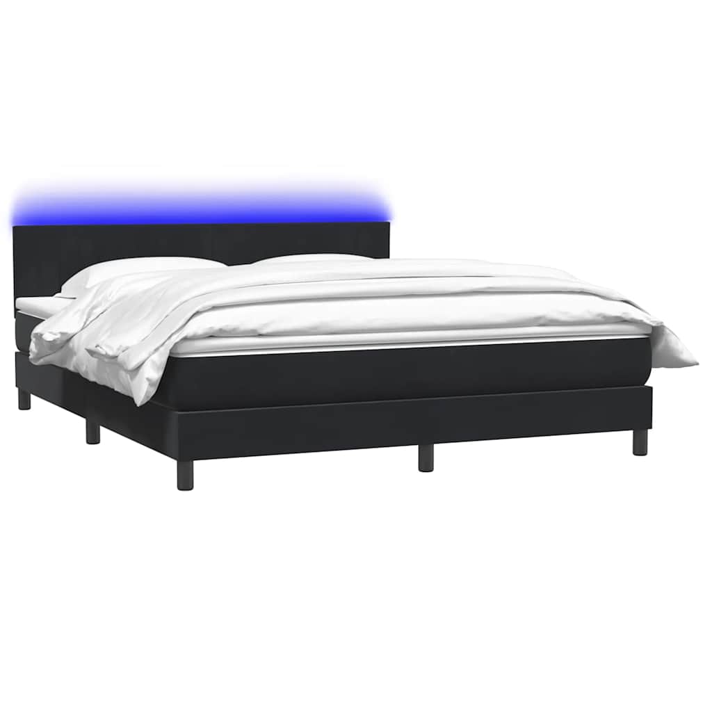 Boxspringbett Mit Matratze & Led Samt Schwarz