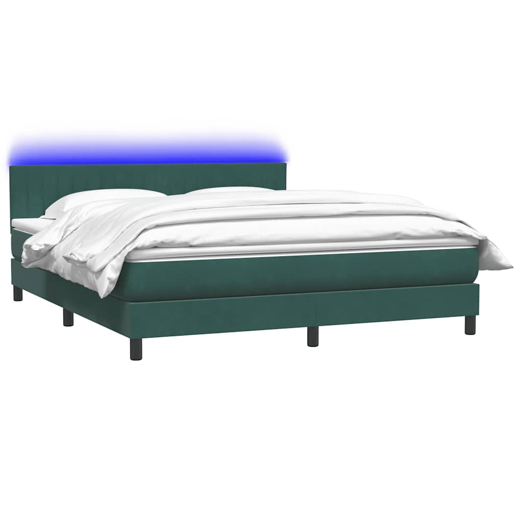 Boxspringbett Mit Matratze & Led Samt Dunkelgrün