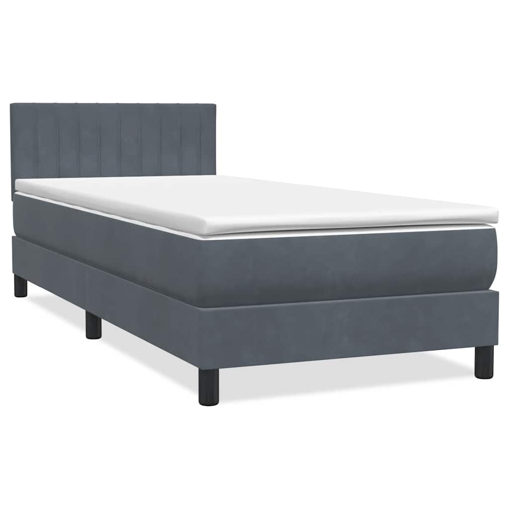 Boxspringbett Mit Matratze & Led Samt Dunkelgrau