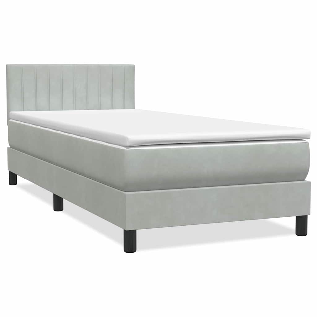 Boxspringbett Mit Matratze & Led Samt Hellgrau