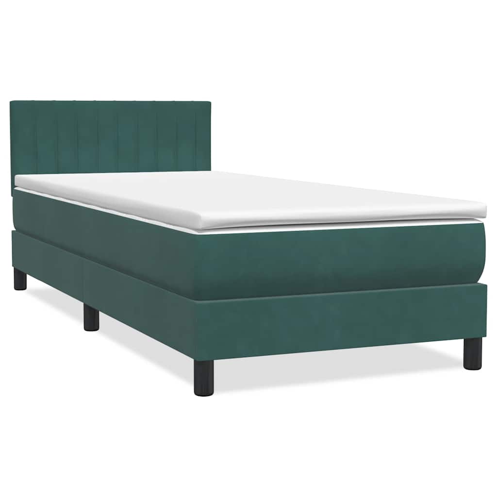 Boxspringbett Mit Matratze & Led Samt Dunkelgrün